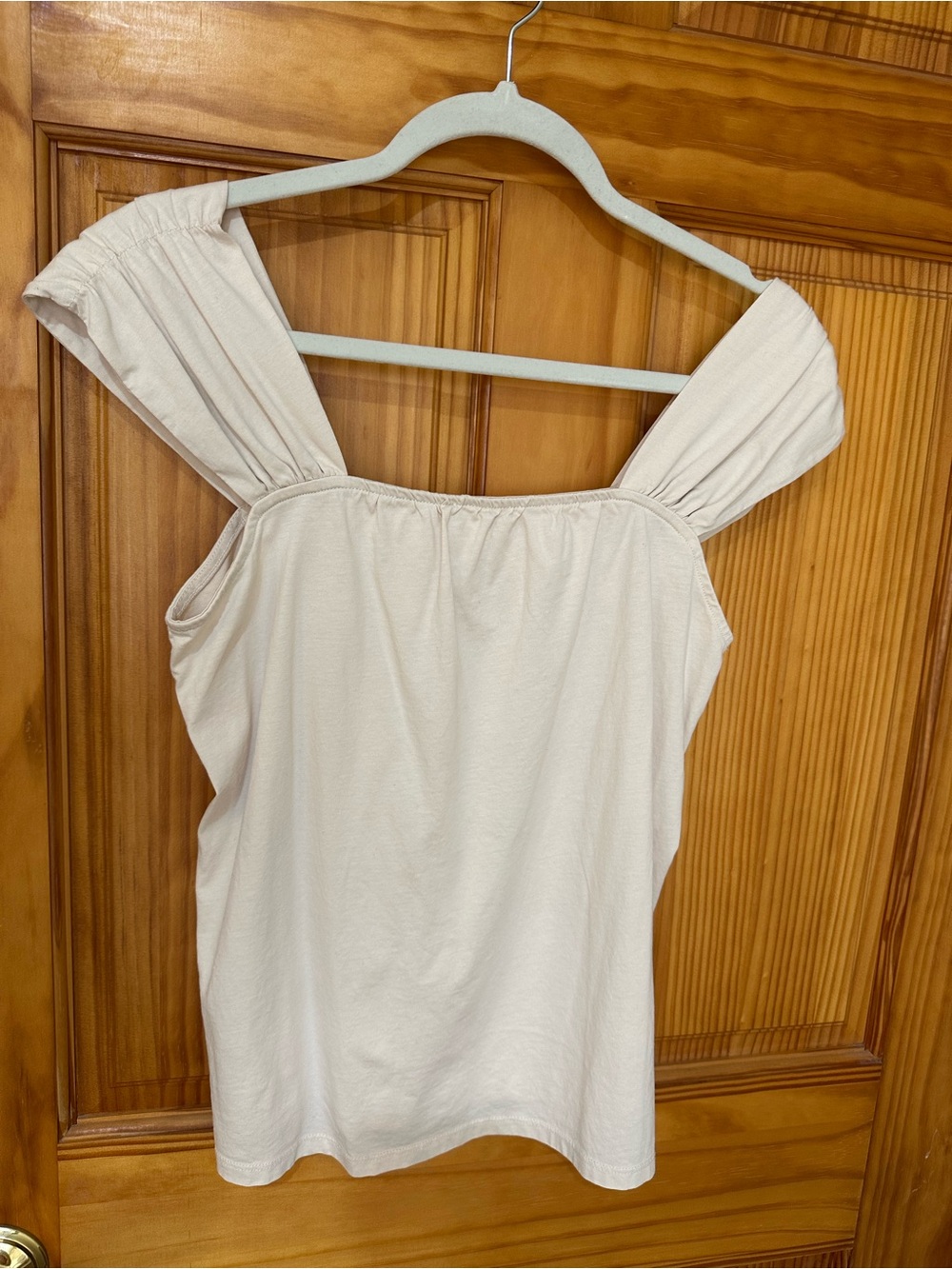 LOFT Cream Cotton Off-Shoulder Top